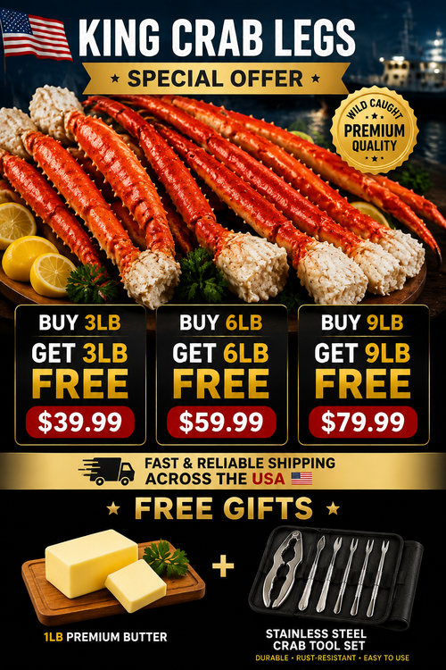 🦀 Premium King Crab Legs – Wild-Caught, Extra Large Size, Sweet & Tender Meat Seafood Feast Delivered Fresh